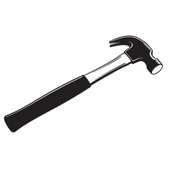 Black and white vector illustration of a variety of essential construction claw hammers and blacksmith tools, perfect for home renovation, carpentry, and handyman projects