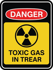 Fototapeta premium Radiation danger warning sign toxic gas alert symbol hazard safety icon vector