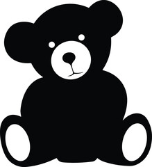 Cute teddy bear silhouette vector illustration featuring simple cartoon design, adorable stuffed toy shape, minimalist black outline perfect for crafts, decor, artwork