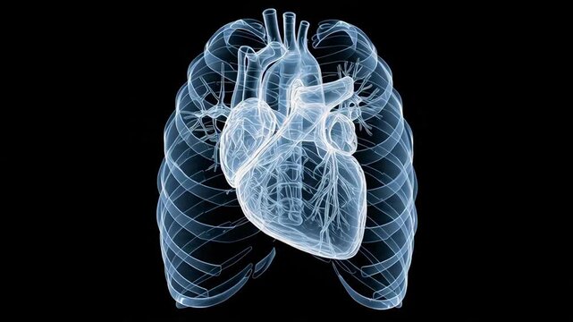 Beating healthy human heart xray digital loop medical animation