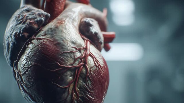 Anatomical Healthy Human Heart Beating Detailed Science Background Loop