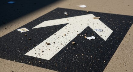 A Bold Directional Arrow Painted on Asphalt Pointing the Way Forward Clearly