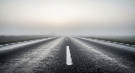 A Foggy Road Leading Into The Distance Amidst a Moody And Mysterious Landscape