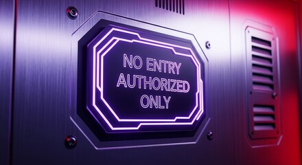A Futuristic Illuminated Sign Denoting Restricted Access To Authorized Personnel Only