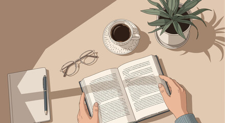 young woman reading newspaper