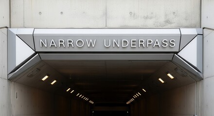 A Modern Metallic Underpass Entrance, Leading Into a Dark Concrete Tunnel