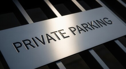 A Modern Private Parking Sign Displayed On a High-Quality Metallic Surface