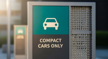 A Modern Signage Detailing Compact Cars Parking Only For Parking Availability And Guidance