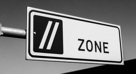 A Monochrome Shot Of A Sign Indicating A Designated Zone Area