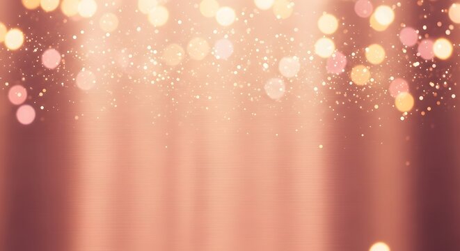 Elegant rose gold background with sparkling bokeh lights for festive design