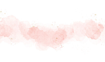 Pastel pink watercolor paint brush glitter gold for wedding elements. or card templates for greetings or invitations on valentines Day background.Colorful hand painted texture.	