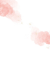 Pastel pink watercolor paint brush glitter gold for wedding elements. or card templates for greetings or invitations on valentines Day background.Colorful hand painted texture.	