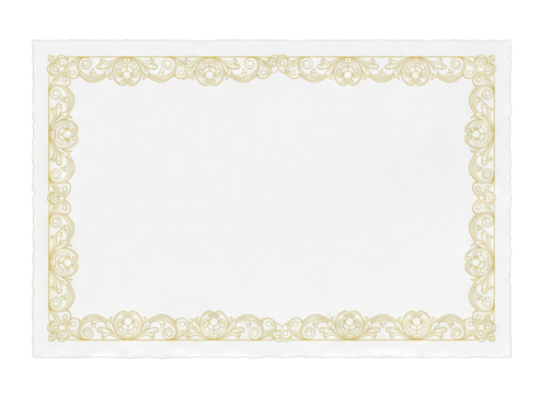 Elegant White Certificate Border with Golden Floral Ornate Design for Formal Documents and Awards