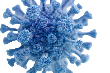 Spiky, blue virus. Detailed 3D render. Microscopic view