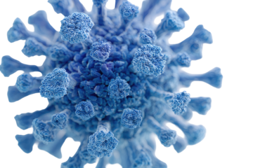 Spiky, blue virus. Detailed 3D render. Microscopic view