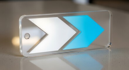 Abstract Arrow Design in Acrylic with White and Blue Hues on a Modern Surface