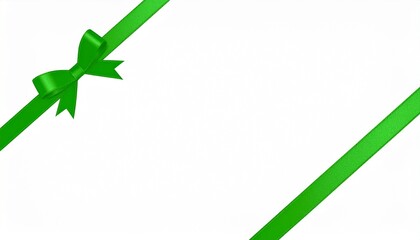 白い背景と緑色のリボン　AI生成素材