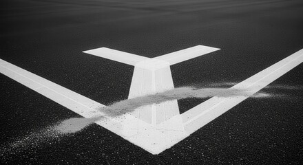 Abstract Lines: Geometric Composition on Asphalt Surface, Clean and Bold Design