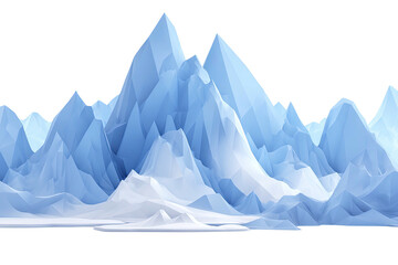 Polygonal ice mountainscape, icy-blue hues