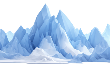 Polygonal ice mountainscape, icy-blue hues