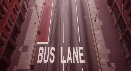 Aerial Perspective of a Bus Lane in an Urban Setting with Architectural Details