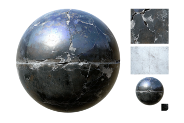 Cracked sphere texture; rough, peeling surface, damaged