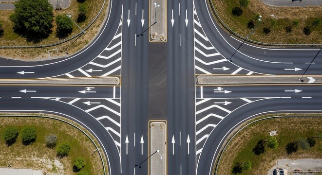 Aerial Perspective of Complex Intersection Demonstrating Roadway Navigation and Infrastructure