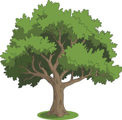 Lush green tree illustration, nature artwork, leafy canopy, forest element, eco-friendly design, botanical drawing, tranquil landscape, digital foliage, peaceful scene