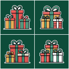 Stacked gift boxes with transparent background