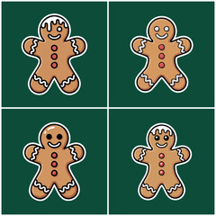 Gingerbread men pattern with transparent background
