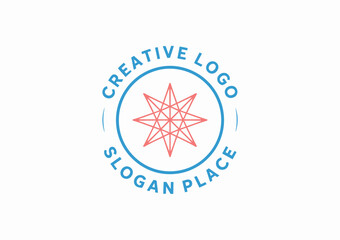 Fototapeta premium A vibrant logo featuring a star design, showcasing creativity with an included slogan, suitable for businesses that prioritize innovation and artistic expression.
