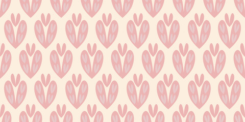 Seamless pink heart pattern for vintage style wallpaper, seamless background, valentine, wrapping paper, hand drawn banner.