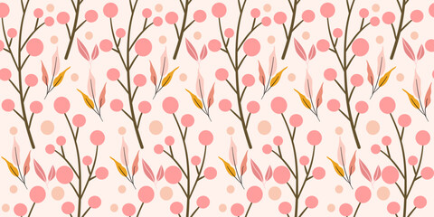 Seamless floral pattern with pink and red flowers in a decorative vector design
