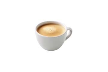 White cup of coffee with foam Keywords: coffee, cup, white, ceramic isolated on a transparent background