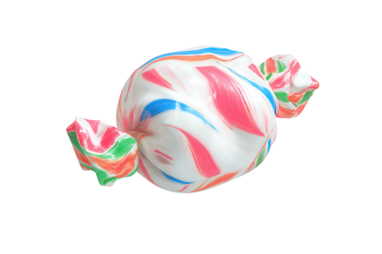 Wrapped Candy with Colorful Swirls on Black sweet treat isolated on a transparent background