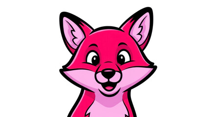 Fototapeta premium Pink Cartoon Fox with Black Outline