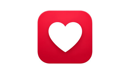 Obraz premium White heart icon on a red rounded square background, isolated on transparent background 
