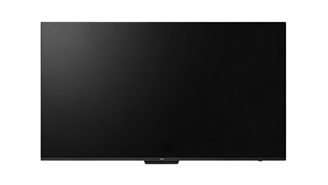 Modern black screen television or monitor with a sleek design, isolated on transparent background 