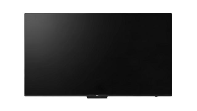 Modern black screen television or monitor with a sleek design, isolated on transparent background 