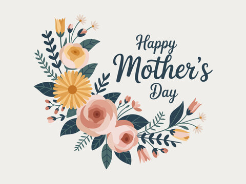 An elegant floral design featuring roses and daisies with a heartfelt message for Mother's Day to celebrate love, appreciation, and beauty for mothers everywhere. - Powered by Adobe