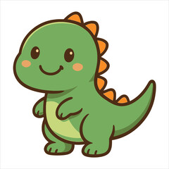 Adorable Green Cartoon Dinosaur with Orange Spikes and a Sweet Smile.