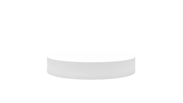 White circular pedestal or podium for product display, isolated on transparent background