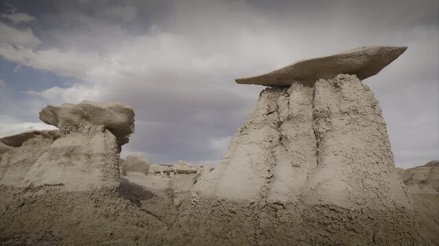 A timelapse of clouds passing by hoodoos in the Bisti Badlands, NM
