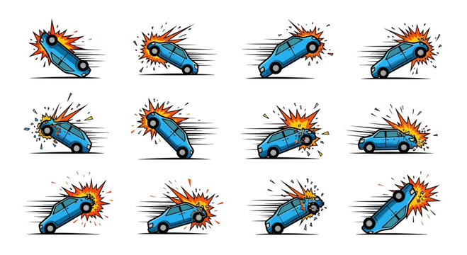 Car Crash Sequence Animation Illustration