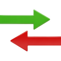 Opposing arrows green and red directional symbols