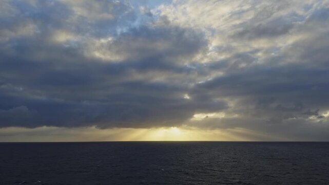 Clouds and sunset above the Caribbean sea near St. Kitts