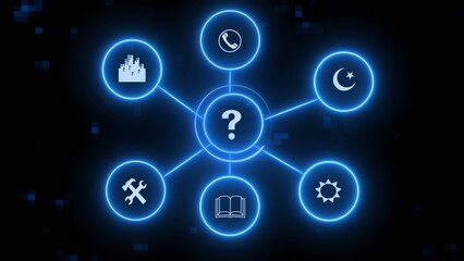 Digital technology network connection icon illustration. Global communication network concept.