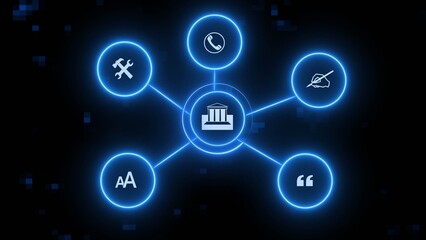 Digital technology network connection icon illustration. Global communication network concept.