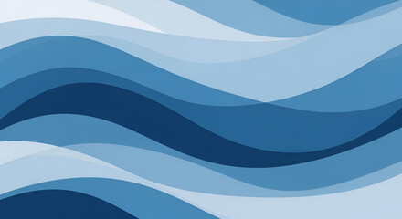 Fototapeta premium Abstract wavy blue layers creating a smooth, modern, and calming design that resembles gentle ocean waves.
