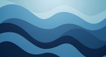 Fototapeta premium Abstract wavy blue layers creating a smooth, modern, and calming design that resembles gentle ocean waves.